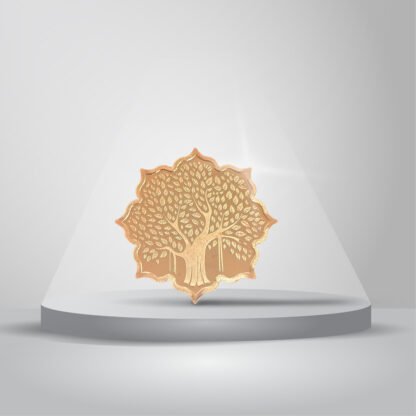 20 gms 999 purity Silver Coin with Rose Gold Plating – Banyan Tree Design (Floral shaped)