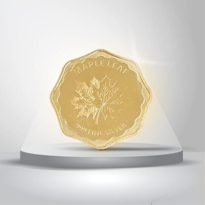 5 gms 999 purity Silver coin with Gold Plating - Banyan Tree Design (Octagon shaped) - Image 2