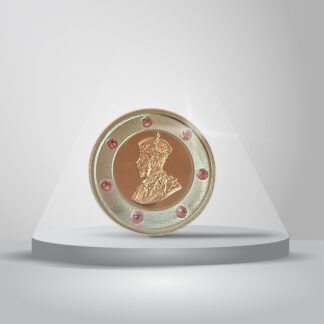 10 gms 999 purity Silver Coin with Rose Gold Plating – Royal Portrait & Gemstone Embellishments