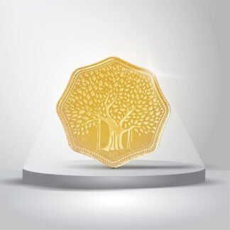 5 gms 999 purity Silver coin with Gold Plating - Banyan Tree Design (Octagon shaped)