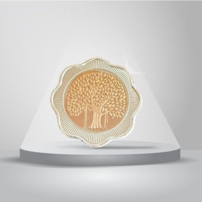 5 gms 999 purity Silver coin with Rose Gold Plating - Banyan Tree Design