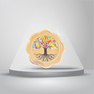 5 gms 999 purity Silver Coin with Rose Gold Plating – Scalloped Multicolour Tree of Life Design