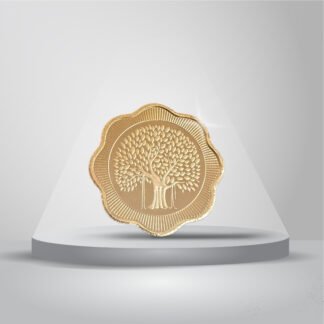 5 gms 999 purity Silver coin with full Rose Gold Plating - Banyan Tree Design