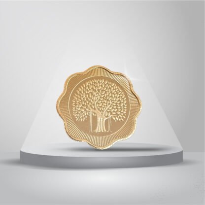 5 gms 999 purity Silver coin with full Rose Gold Plating - Banyan Tree Design