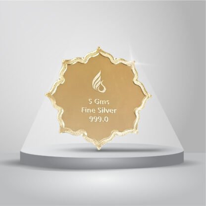 5 gms Lotus Design 999 purity Silver coin with Gold Plating - Image 2