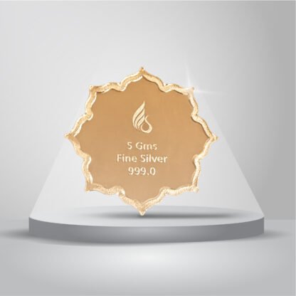 5 gms Lotus Design 999 purity Silver coin with Rose Gold Plating - Image 2