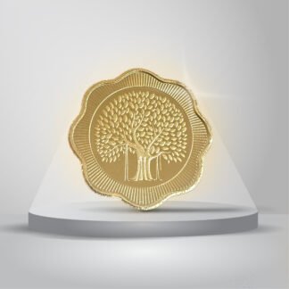 5 gms 999 purity Silver coin with full Gold Plating - Banyan Tree Design