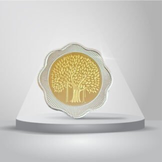 5 gms 999 purity Silver coin with Gold Plating - Banyan Tree Design