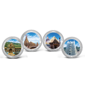 MMTC-PAMP 80 gms Char Dham Coloured Silver Coin Set  (999.9 Purity)