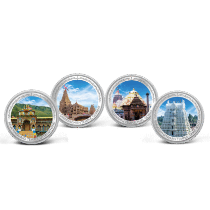 MMTC-PAMP 80 gms Char Dham Coloured Silver Coin Set  (999.9 Purity)