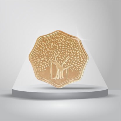 5 gms 999 purity Silver coin with Rose Gold Plating - Banyan Tree Design (Octagon shaped)