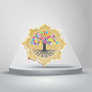 20 gms 999 purity Silver Coin with Gold Plating – Multicolour Tree of Life Design