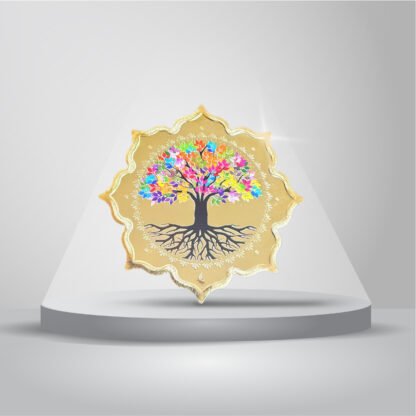 20 gms 999 purity Silver Coin with Gold Plating – Multicolour Tree of Life Design