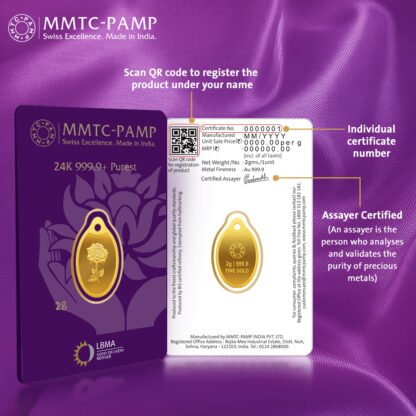 MMTC-PAMP 2 Gram Rose Pendant (24K, 999.9 Purity) - Image 2