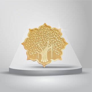 20 gms 999 purity Silver Coin with Gold Plating – Banyan Tree Design (Floral shaped)