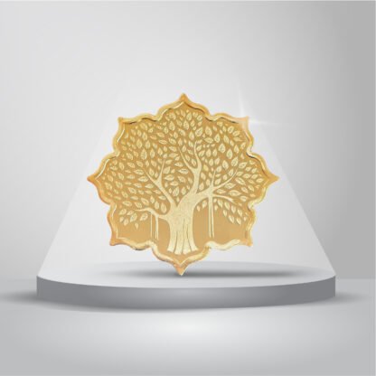 20 gms 999 purity Silver Coin with Gold Plating – Banyan Tree Design (Floral shaped)